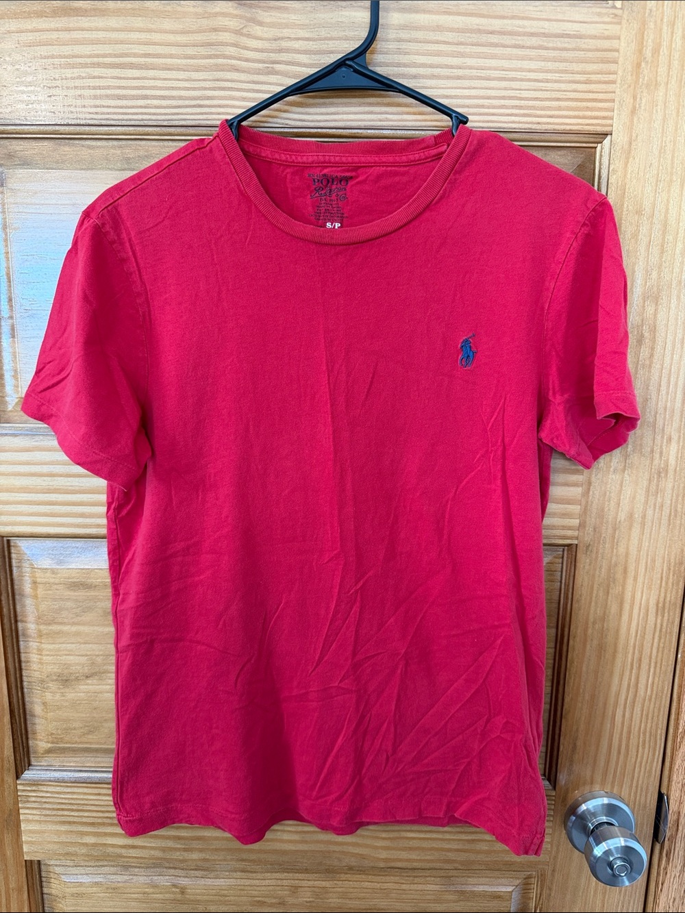 Polo Ralph Lauren Red Short-Sleeve Crewneck Tee with Navy Pony- Size S